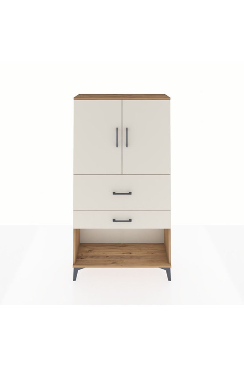 Arges Dolap 2 Raflı 2 Çekmeceli 2 Kapaklı 88x30x163 Çam-Aytaşı