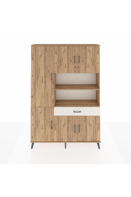 Arges Dolap 10 Raflı 1 Çekmeceli 6 Kapaklı 132 x 30 x 195 cm Çam - Çam - Aytaşı