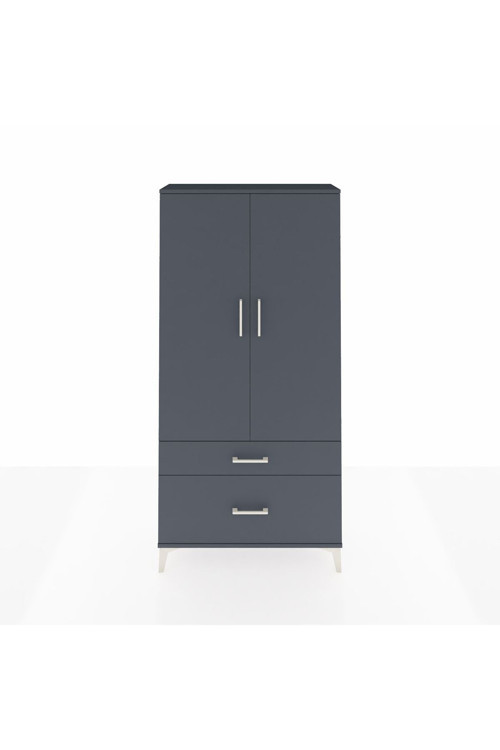 Arges Dolap 4 Raflı 2 Çekmeceli 2 Kapaklı 88 x 30 x 182 cm Antrasit - Antrasit