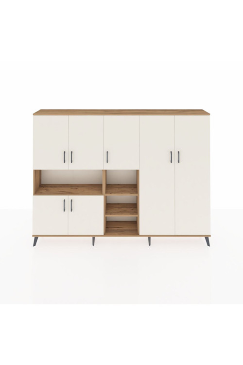 Arges Dolap 13 Raflı 7 Kapaklı 220x30x163 Çam-Aytaşı/Çam