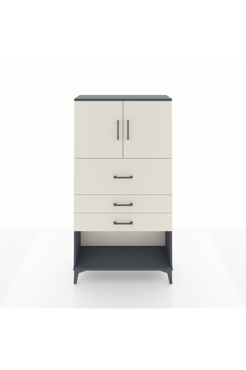 Arges Dolap 2 Raflı 3 Çekmeceli 2 Kapaklı 88x30x163 Antrasit-Aytaşı