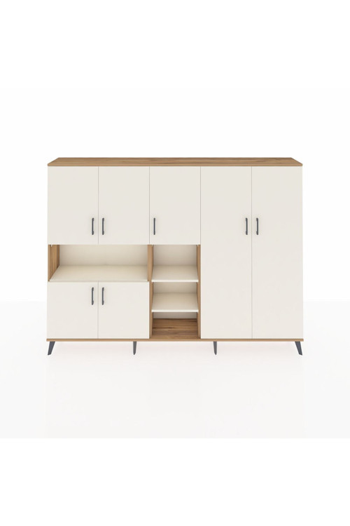 Arges Dolap 13 Raflı 7 Kapaklı 220x30x163 Çam-Aytaşı