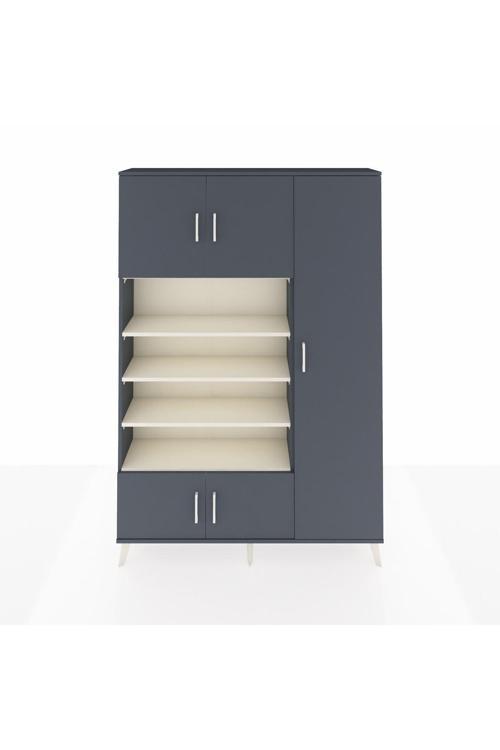 Arges Dolap 11 Raflı 5 Kapaklı 132 x 30 x 195 cm Antrasit - Antrasit - Aytaşı