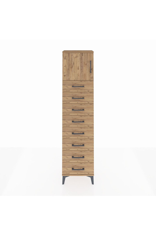 Arges Dolap 1 Raflı 8 Çekmeceli 1 Kapaklı 44 x 30 x 182 cm Çam - Çam