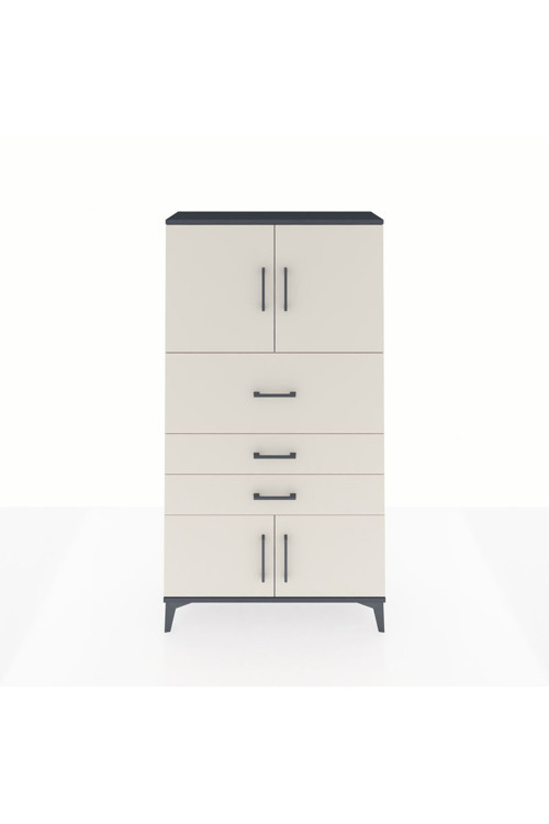 Arges Dolap 2 Raflı 3 Çekmeceli 4 Kapaklı 88x30x163 Antrasit-Aytaşı