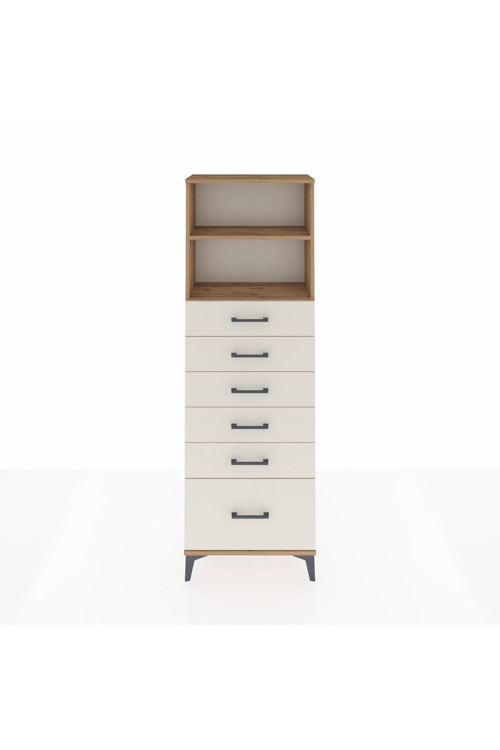 Arges Dolap 2 Raflı 6 Çekmeceli 60x30x182 Çam-Aytaşı