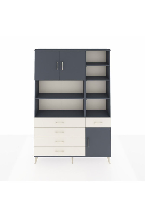 Arges Dolap 9 Raflı 5 Çekmeceli 3 Kapaklı 132 x 30 x 195 cm Antrasit - Antrasit - Aytaşı