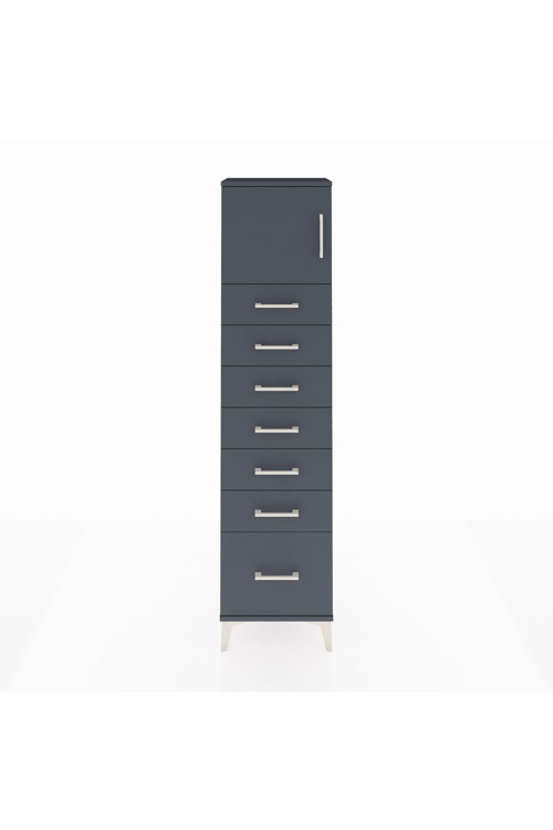 Arges Dolap 1 Raflı 7 Çekmeceli 1 Kapaklı 44 x 30 x 182 cm Antrasit - Antrasit