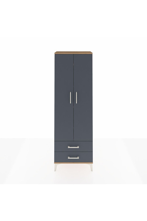 Arges Dolap 5 Raflı 2 Çekmeceli 2 Kapaklı 60 x 30 x 182 cm Çam - Antrasit
