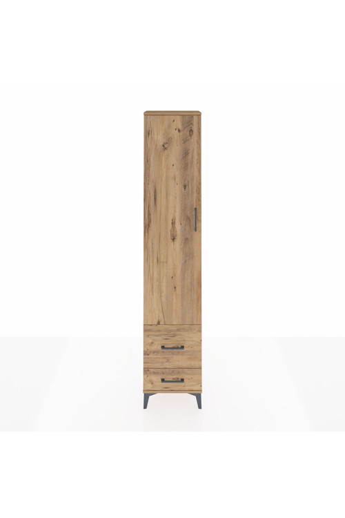 Arges Dolap 2 Raflı 2 Çekmeceli Tek Askılı 44x30x221 Çam-Çam
