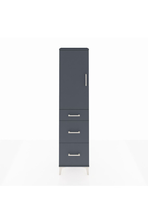 Arges Dolap 3 Raflı 3 Çekmeceli 1 Kapaklı 44 x 30 x 182 cm Antrasit - Antrasit