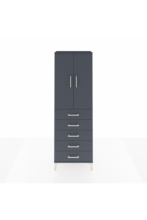 Arges Dolap 3 Raflı 5 Çekmeceli 2 Kapaklı 60 x 30 x 182 cm Antrasit - Antrasit