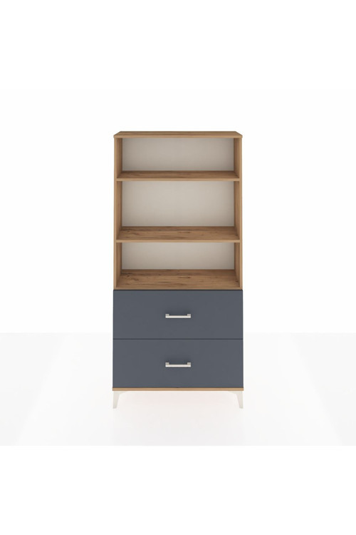 Arges Dolap 3 Raflı 2 Çekmeceli 88x30x182 Çam-Antrasit