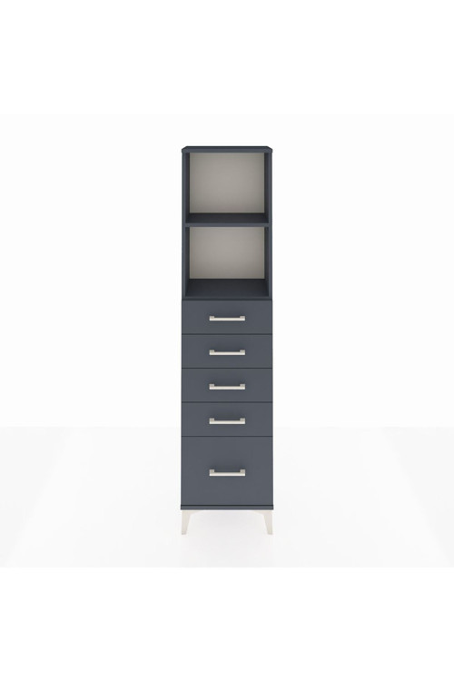 Arges Dolap 2 Raflı 5 Çekmeceli 44x30x182 Antrasit-Antrasit