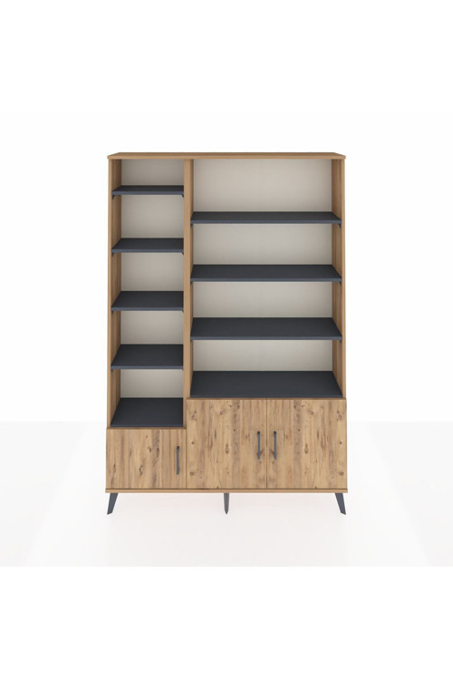 Arges Dolap 10 Raflı 3 Kapaklı 132x30x195 Çam-Çam/Antrasit