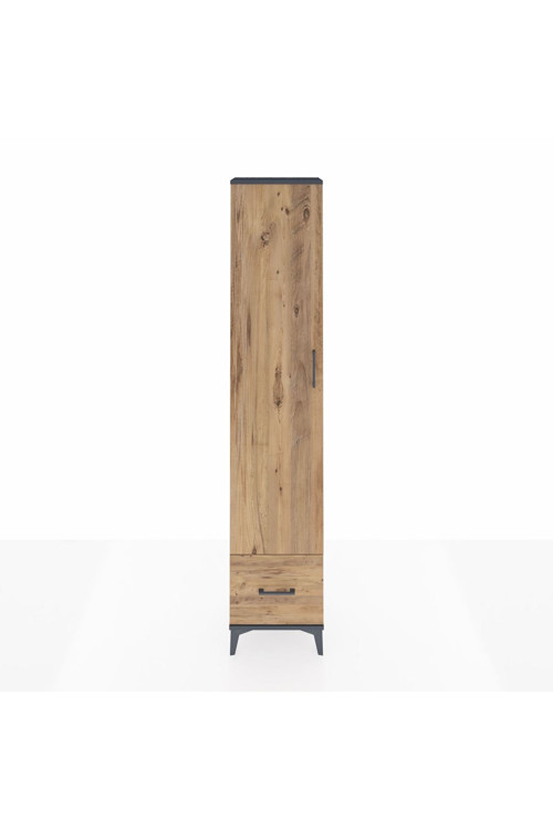 Arges Dolap 3 Raflı Tek Çekmeceli Tek Askılı 44x30x221 Antrasit-Çam