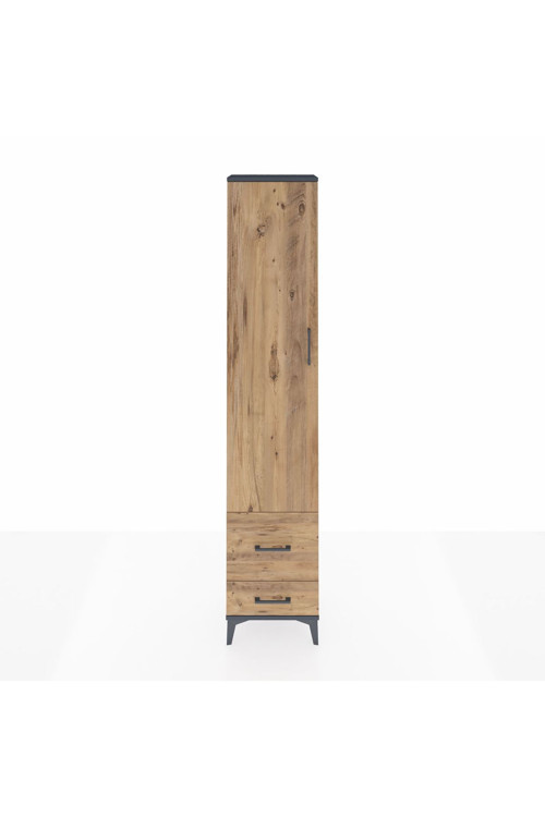Arges Dolap 4 Raflı 2 Çekmeceli Tek Kapaklı 44x30x221 Antrasit-Çam