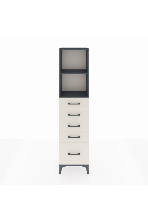 Arges Dolap 2 Raflı 5 Çekmeceli 44x30x182 Antrasit-Aytaşı