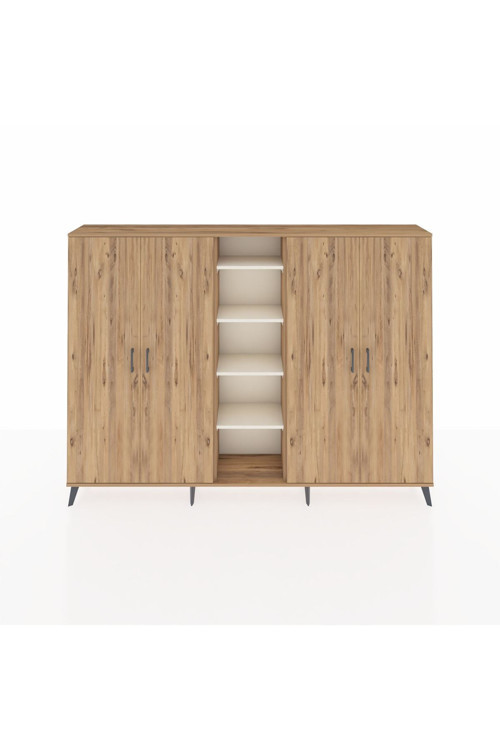 Arges Dolap 12 Raflı 4 Kapaklı 220x30x163 Çam-Çam/Aytaşı