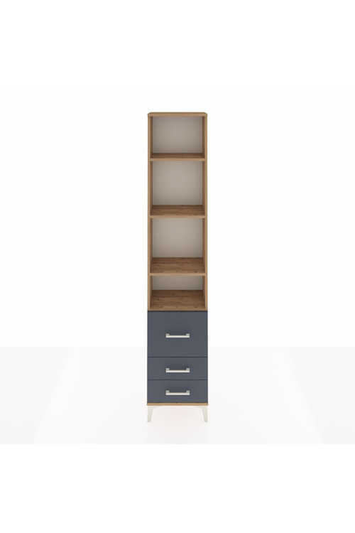 Arges Dolap 4 Raflı 3 Çekmeceli 44x30x221 Çam-Antrasit