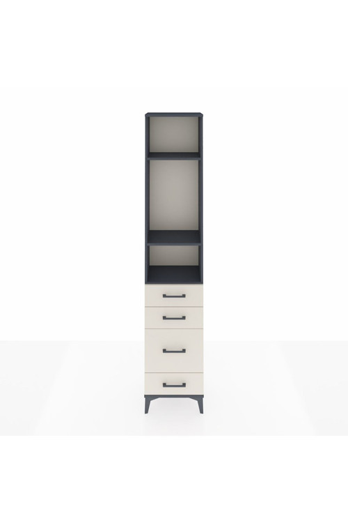 Arges Dolap 3 Raflı 4 Çekmeceli 44x30x221 Antrasit-Aytaşı