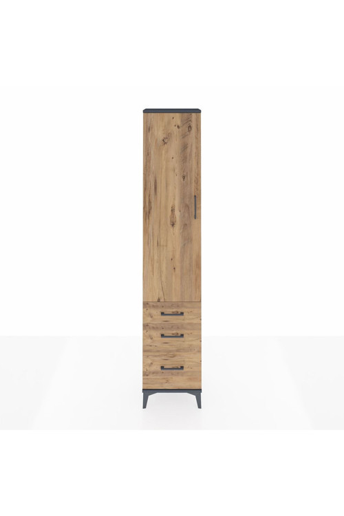 Arges Dolap 2 Raflı 3 Çekmeceli Tek Askılı 44x30x221 Antrasit-Çam
