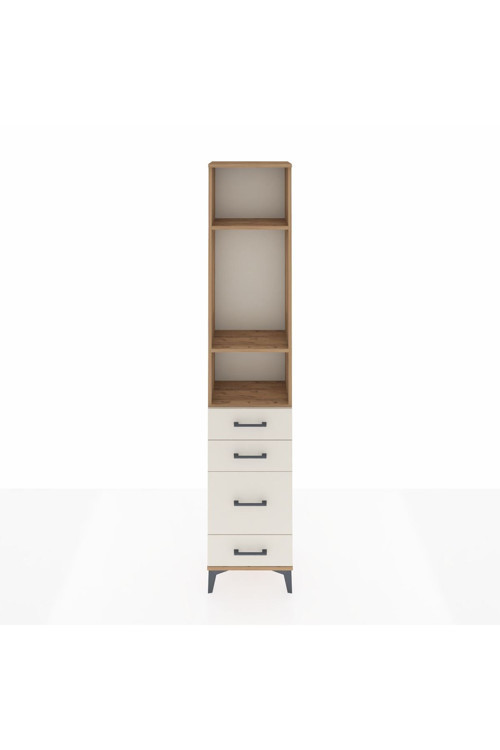 Arges Dolap 3 Raflı 4 Çekmeceli 44x30x221 Çam-Aytaşı