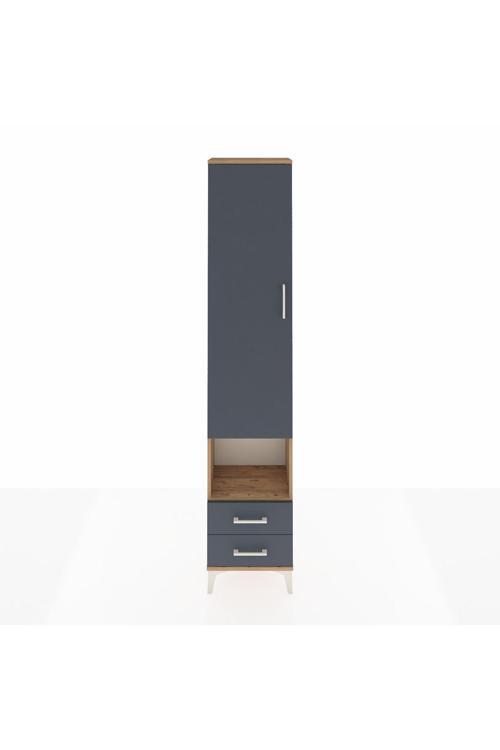 Arges Dolap 3 Raflı 2 Çekmeceli Tek Askılı 44x30x221 Çam-Antrasit