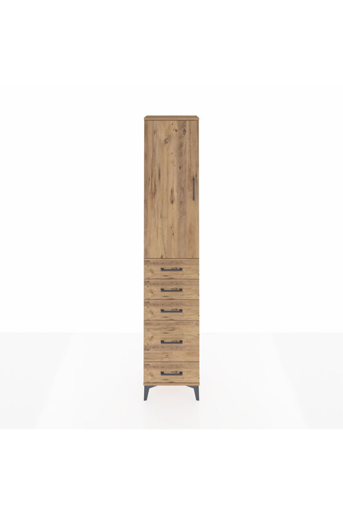 Arges Dolap 3 Raflı 5 Çekmeceli 1 Kapaklı 44 x 30 x 221 cm Çam - Çam