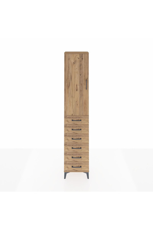 Arges Dolap 2 Raflı 6 Çekmeceli 1 Askılı 44 x 30 x 221 cm Çam - Çam