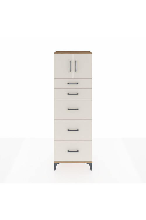 Arges Dolap 1 Raflı 5 Çekmeceli 2 Kapaklı 60 x 30 x 182 cm Çam - Aytaşı