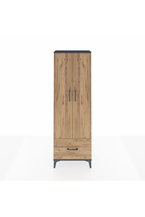 Arges Dolap 4 Raflı 1 Çekmeceli 2 Kapaklı 60 x 30 x 182 cm Antrasit - Çam