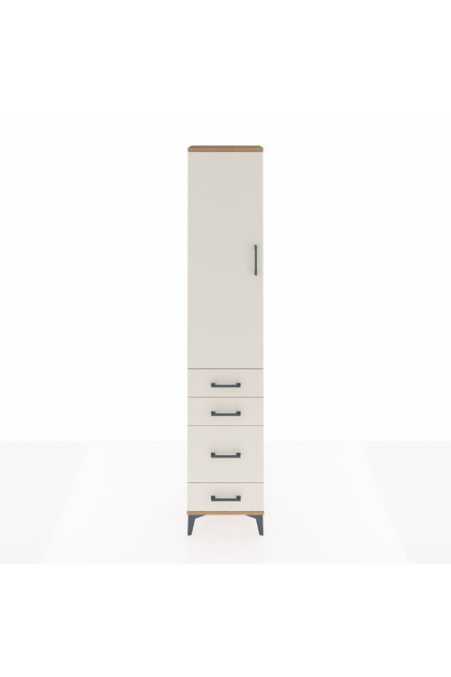 Arges Dolap 3 Raflı 4 Çekmeceli Tek Kapaklı 44x30x221 Çam-Aytaşı