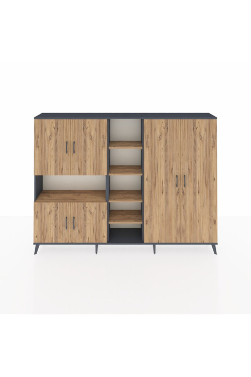 Arges Dolap 13 Raflı 6 Kapaklı 220x30x163 Antrasit-Çam