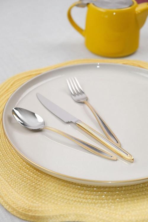 Sare Gold Tatlı Çatal Kaşık Bıçak Takımı 6 Kişilik 18 Parça