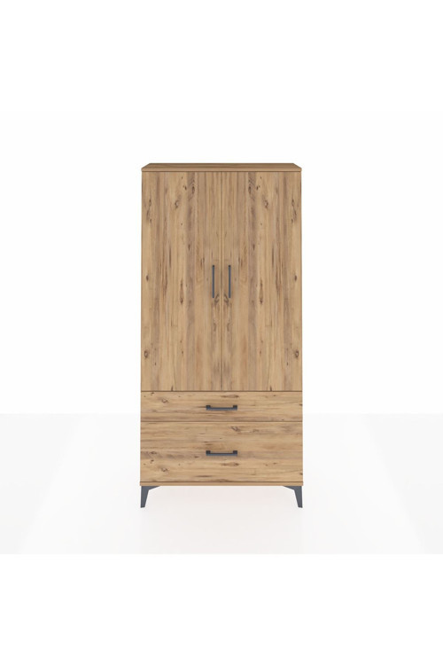 Arges Dolap 4 Raflı 2 Çekmeceli 2 Kapaklı 88x30x182 Çam-Çam