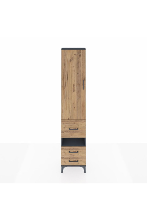 Arges Dolap 3 Raflı 3 Çekmeceli Tek Askılı 44x30x221 Antrasit-Çam