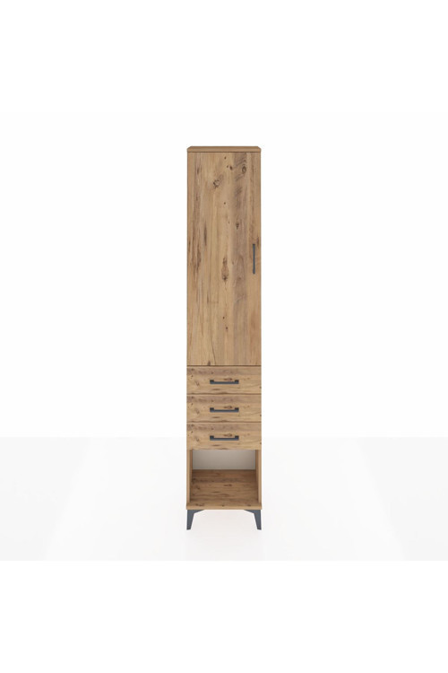 Arges Dolap 3 Raflı 3 Çekmeceli Tek Kapaklı 44x30x221 Çam-Çam