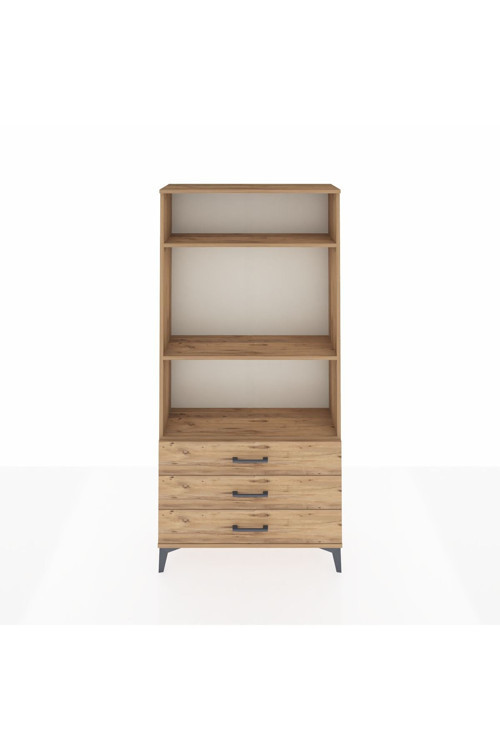 Arges Dolap 3 Raflı 3 Çekmeceli 88x30x182 Çam-Çam