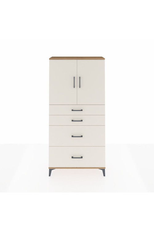 Arges Dolap 2 Raflı 4 Çekmeceli 2 Kapaklı 88x30x182 Çam-Aytaşı