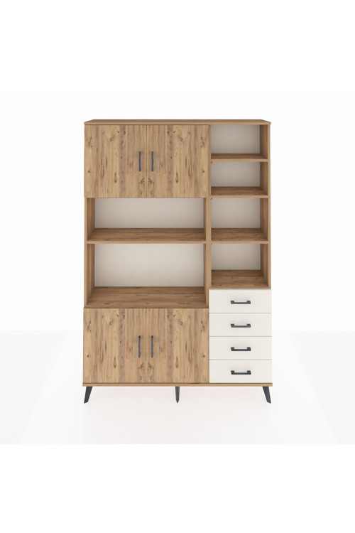 Arges Dolap 9 Raflı 4 Çekmeceli 4 Kapaklı 132 x 30 x 195 cm Çam - Çam - Aytaşı