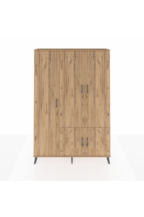 Arges Dolap 7 Raflı 5 Kapaklı 1 Askılı 132 x 30 x 195 cm Çam - Çam - Antrasit