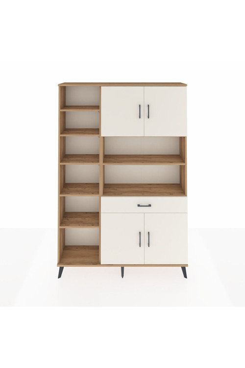 Arges Gardrop 10 Raflı Tek Çekmeceli 4 Kapaklı 132x30x195 Çam-Aytaşı