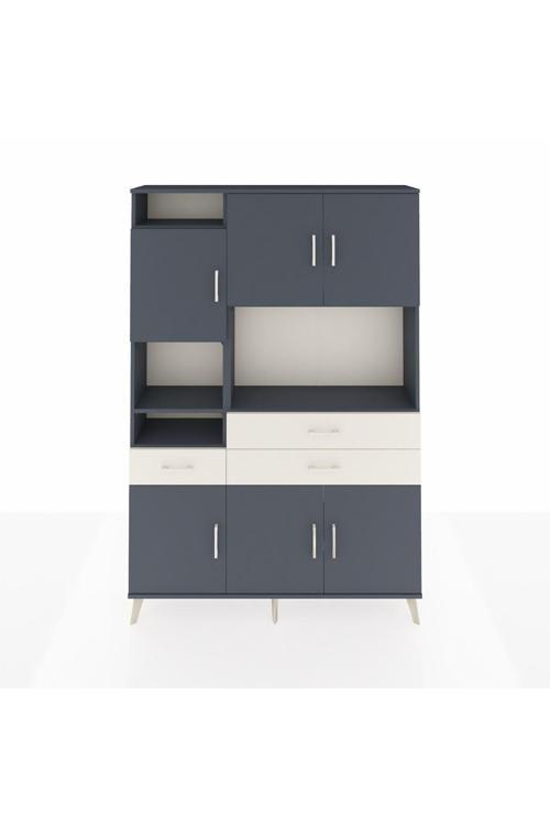 Arges Dolap 9 Raflı 3 Çekmeceli 6 Kapaklı 132x30x195 Antrasit-Antrasit/Aytaşı