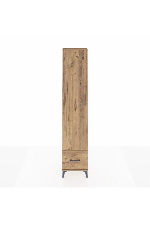 Arges Dolap 3 Raflı Tek Çekmeceli Tek Askılı 44x30x221 Çam-Çam