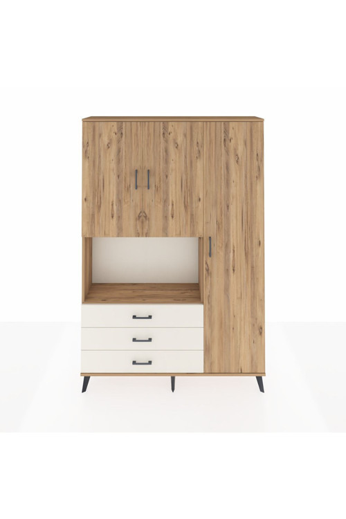 Arges Dolap 7 Raflı 3 Çekmeceli 3 Kapaklı 132 x 30 x 195 cm Çam - Çam - Aytaşı