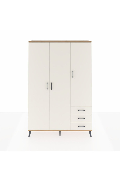 Arges Gardrop 6 Raflı 3 Çekmeceli Tek Askılı 132x30x195 Çam-Aytaşı