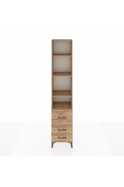 Arges Dolap 4 Raflı 3 Çekmeceli 44x30x221 Çam-Çam