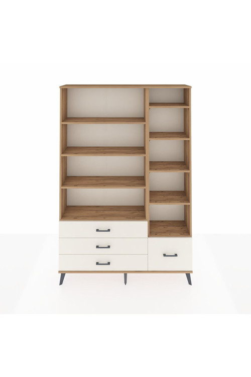 Arges Dolap 9 Raflı 4 Çekmeceli 132x30x195 Çam-Çam/Aytaşı