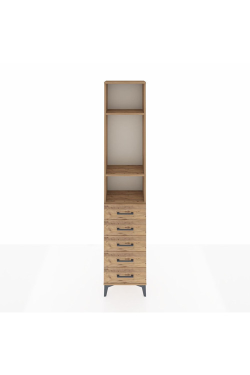 Arges Dolap 3 Raflı 5 Çekmeceli 44 x 30 x 221 cm Çam - Çam
